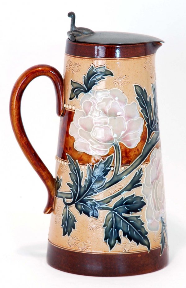 Appraisal: Doulton Lambeth stoneware tankard Tapered cylindrical form with applied handle