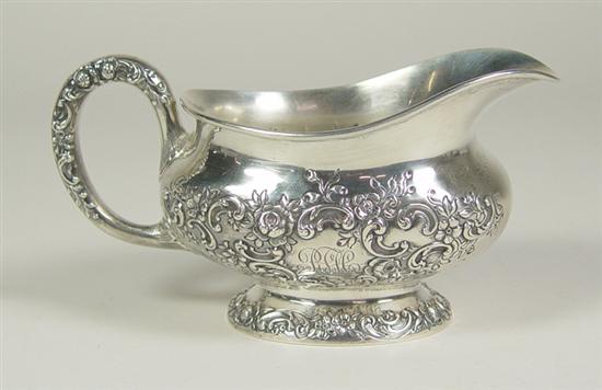 Appraisal: Gorham Sterling Sauce Boat Floral Baroque pattern Repousse handle and