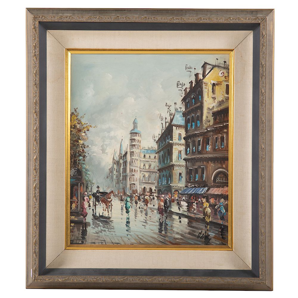 Appraisal: Antonio DeVity Paris Street Scene Italian - Oil on canvas