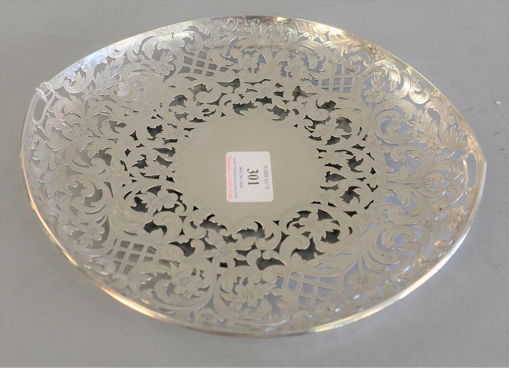 Appraisal: Silver pierced dessert plate pierced and engraved with stylized foliage