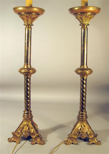 Appraisal: Pair of large Continental brass pricket sticksearly th century