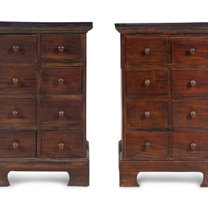 Appraisal: A Pair of Eight-Drawer Cabinets th Century Height x width