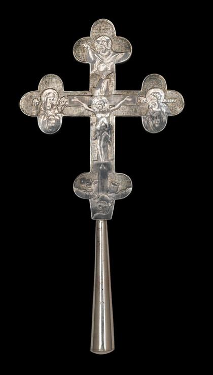 Appraisal: Russian silver and niello crucifix moscow maker's mark 'a k