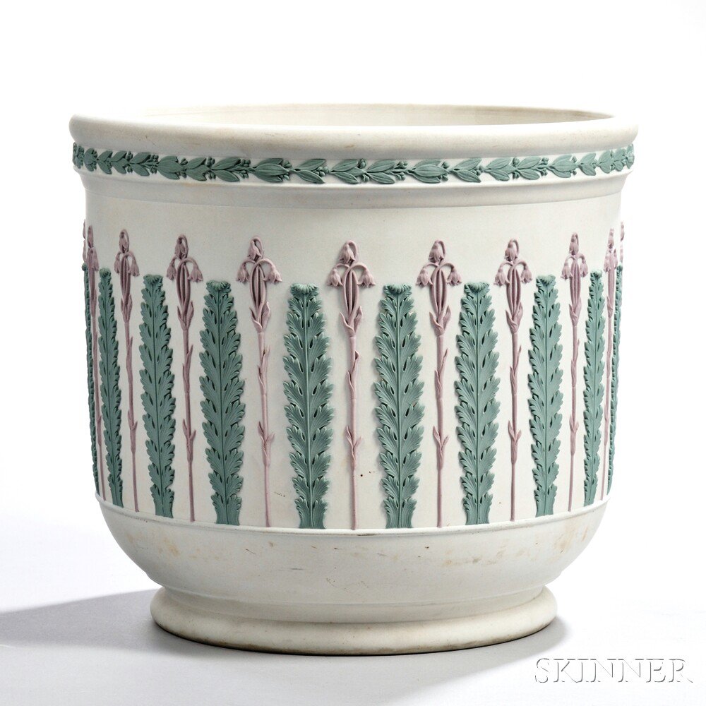 Appraisal: Wedgwood Tricolor Jasper Jardiniere England late th century solid white