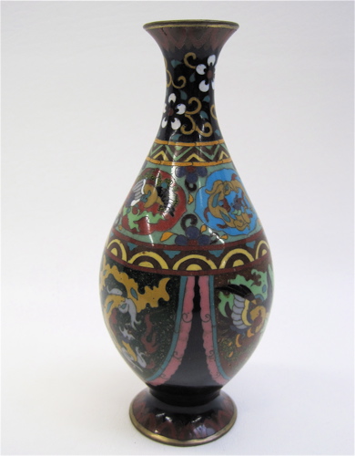 Appraisal: JAPANESE CLOISONNE ENAMEL VASE c decorated with shields of dragon