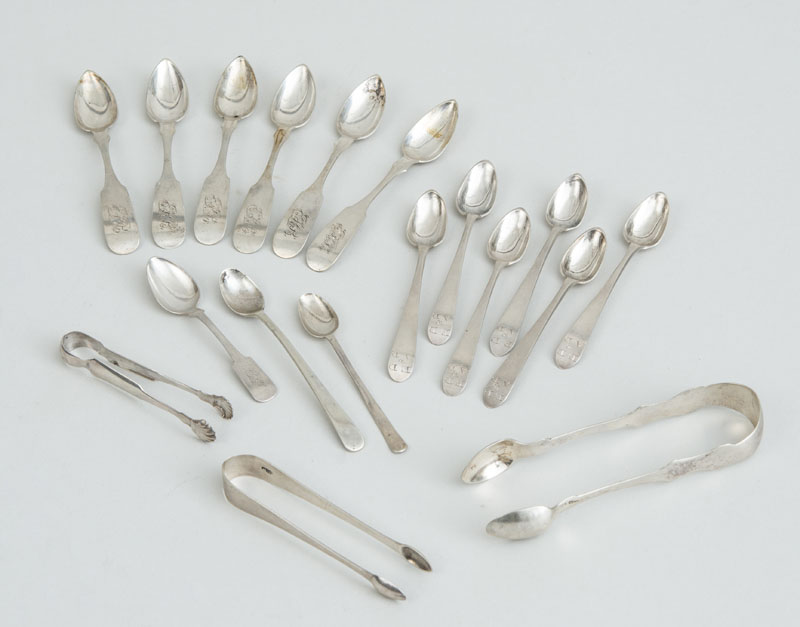 Appraisal: GROUP OF AMERICAN SILVER MINIATURE FLATWARE ARTICLES Comprising a pair