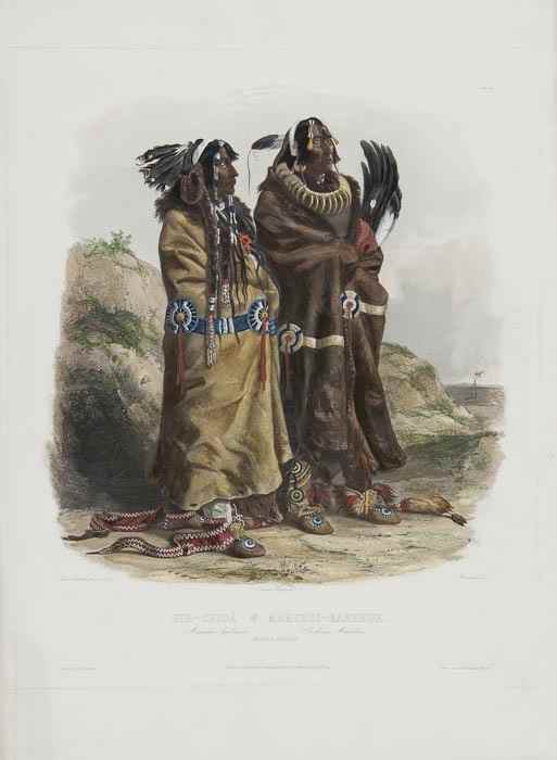 Appraisal: Karl Bodmer - Sih-Chida Mahchsi-Karehde double full-length portraits of Mandan