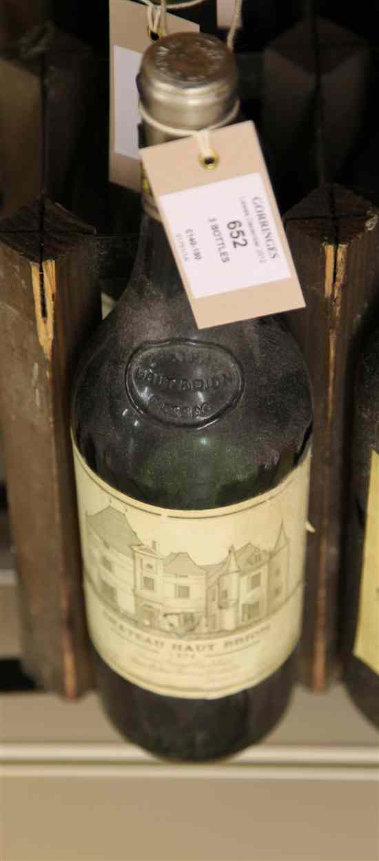 Appraisal: Three bottles including one Chateau Haut-Brion Premier Cru Classe Graves