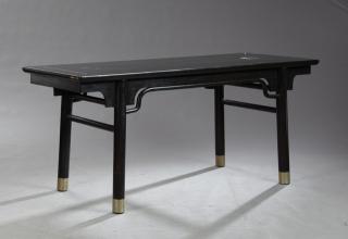 Appraisal: Chinese Style Ebonized Console Table th c wit Chinese Style