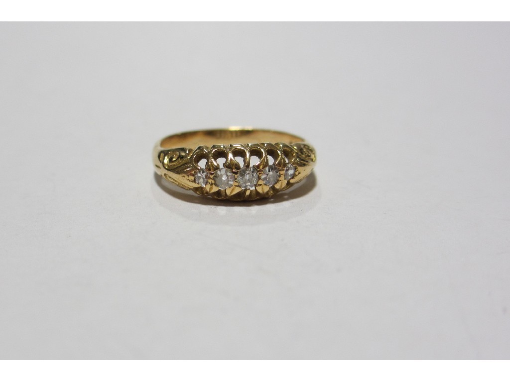 Appraisal: Edwardian ct gold diamond five stone ring