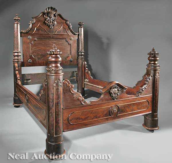 Appraisal: A Monumental American Rococo Carved Mahogany Bedstead mid- th c