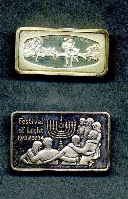 Appraisal: piece Silver Ingots - Holiday Themes Christmas Franklin Mint Approx