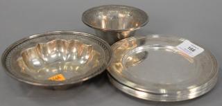 Appraisal: Sterling silver group to include seven bread plates and two