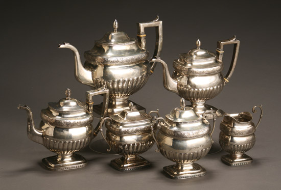 Appraisal: American Silver Assembled Six-Piece Coffee and Tea Service Baltimore Circa