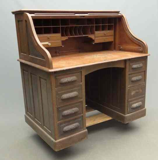 Appraisal: C 's oak rolltop desk '' W '' D ''