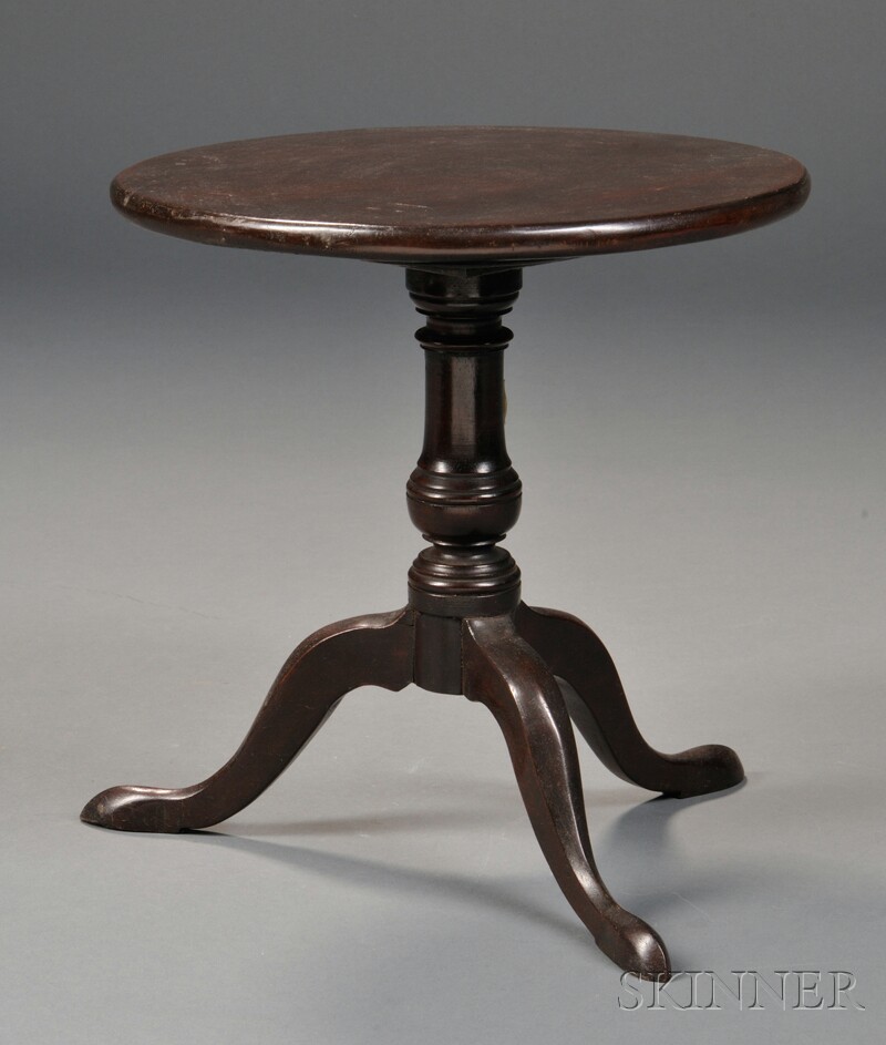 Appraisal: Miniature Mahogany Queen Anne-style Tilt-top Tea Table th century on