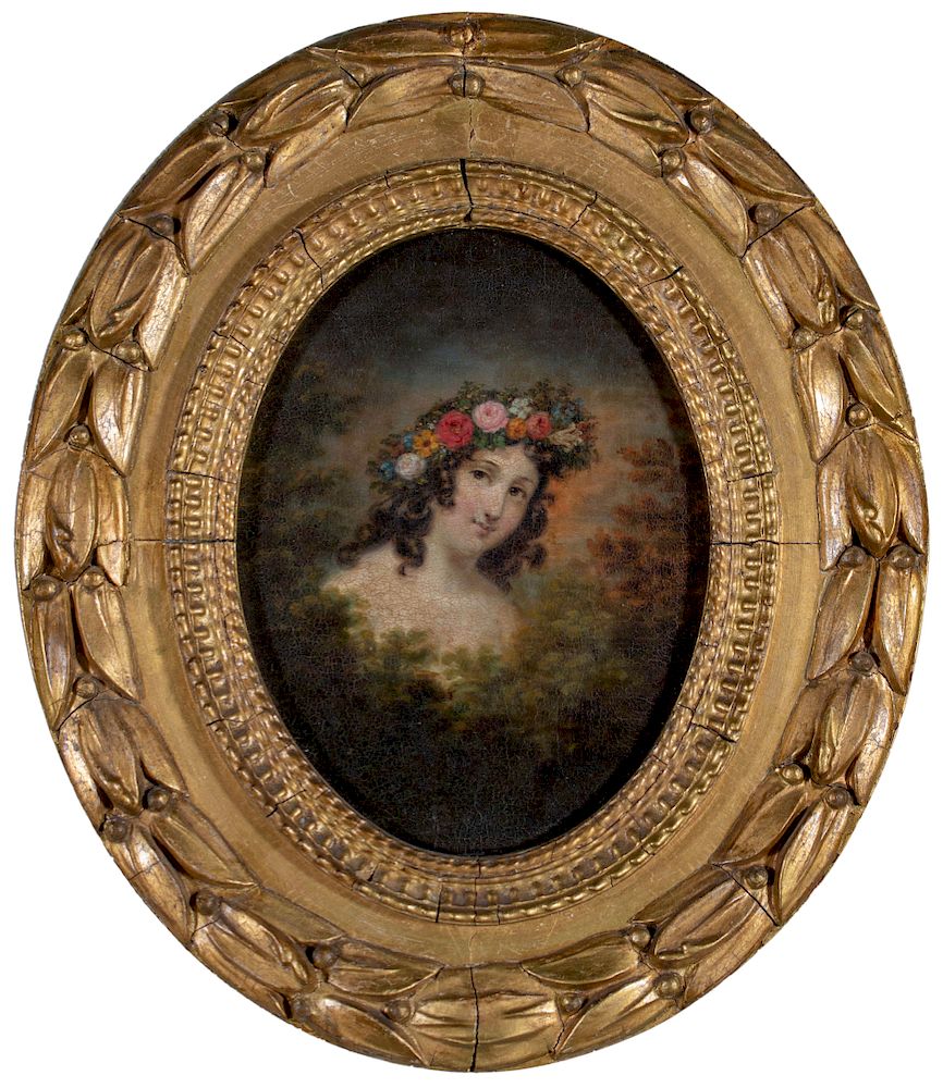 Appraisal: th Century American Portrait of a Young Woman Adorned with