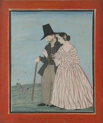 Appraisal: An unusual Indian portrait painting of Colonel and Mrs Wilkie