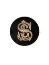 Appraisal: BROOCH - Round onyx disc on gold frame set with