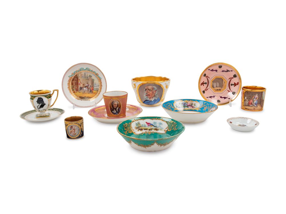 Appraisal: A Collection of Continental Porcelain Cups and Saucers A Collection