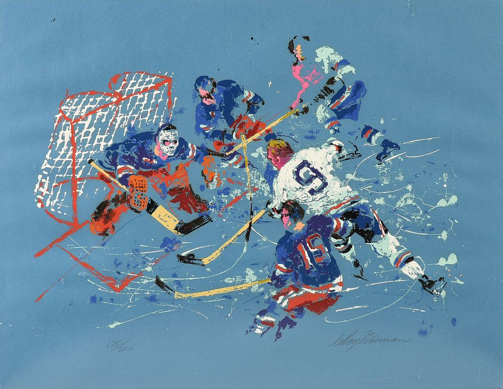 Appraisal: LEROY NEIMAN American - A PRINT Blue Hockey CIRCA LEROY