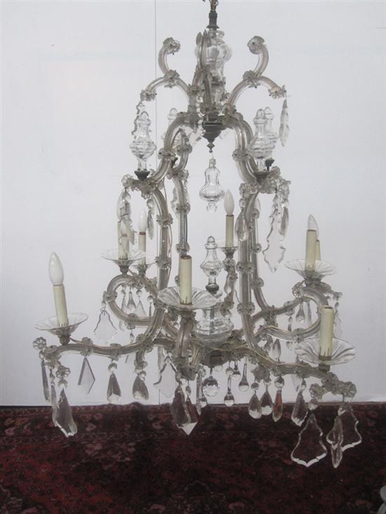 Appraisal: CHANDELIER A th C cut crystal chandelier having eight curved