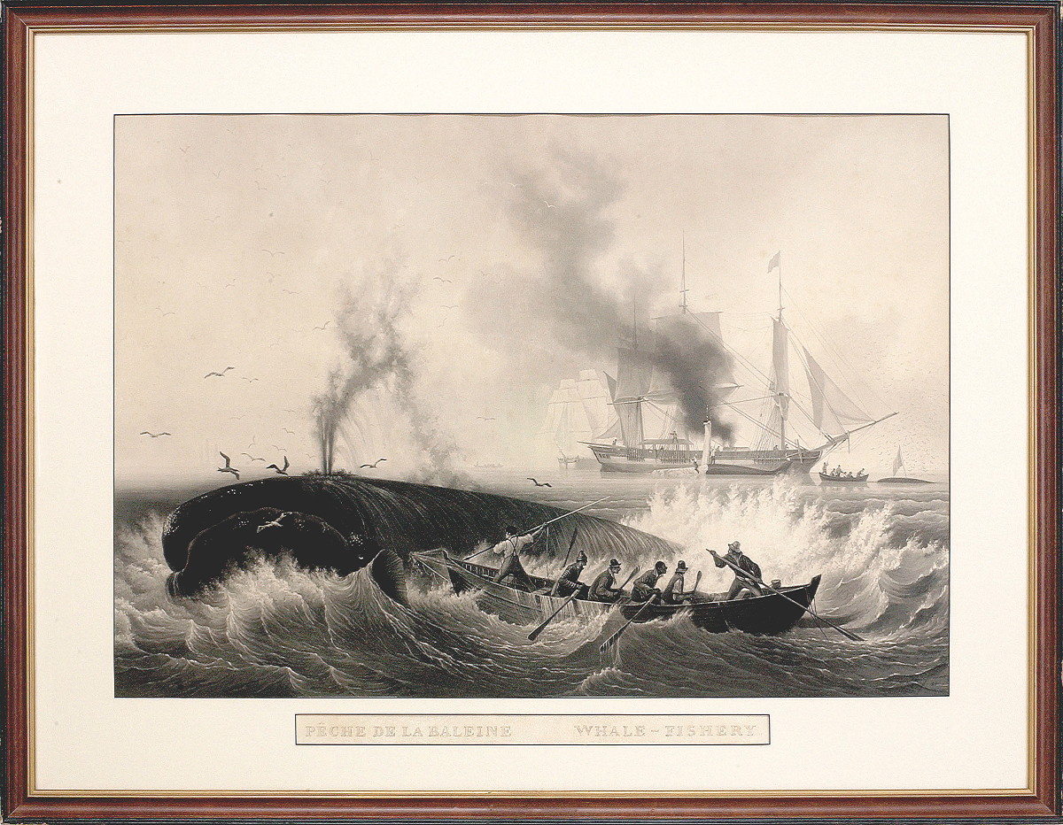 Appraisal: PECHE A LA BALEINE WHALE-FISHERY Large-folio uncolored aquatint after the