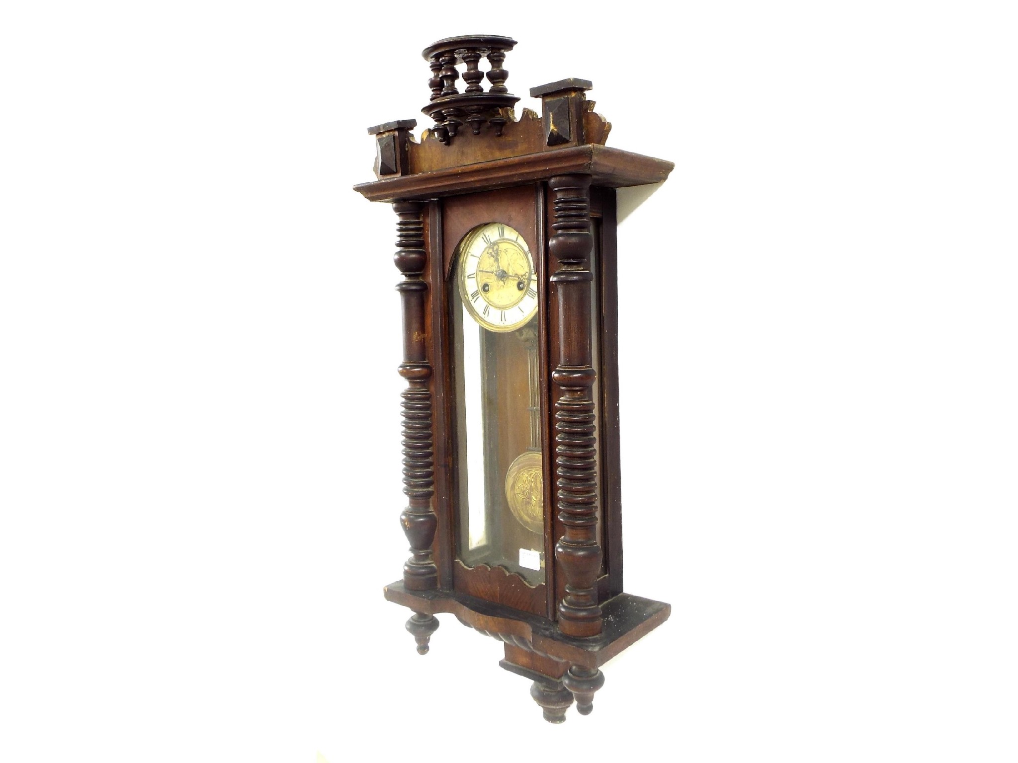 Appraisal: Vienna two train spring driven wall clock striking on a