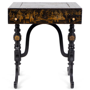 Appraisal: A Chinese Export Black and Gilt Lacquer Games Table TH