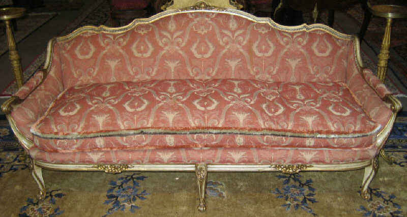 Appraisal: FRENCH LOUIS XV STYLE SETTEE The shaped top rail centers