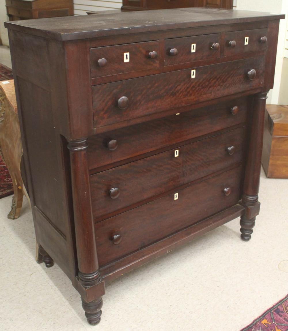 Appraisal: EMPIRE MAHOGANY CHEST OF DRAWERS American th century four small