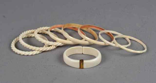 Appraisal: Chinese Ivory BanglesFinely carved in various styles largest is ''