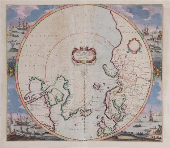 Appraisal: Map Poli Arctici Henricus Hondius Amsterdam circa POLI ARCTICI ET