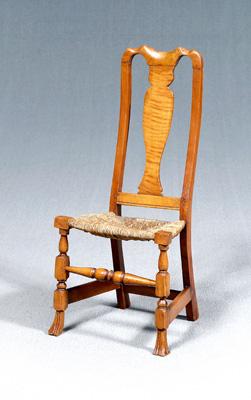 Appraisal: Queen Anne style child-size chair maple and pine yoke-form crest