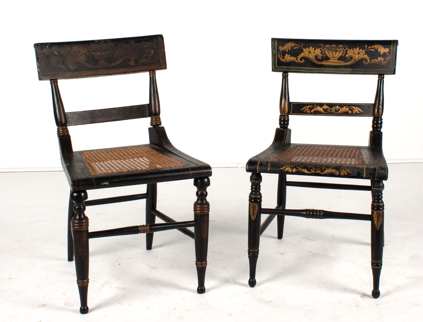 Appraisal: Two American Classical fancy painted chairs Baltimore circa caned seats