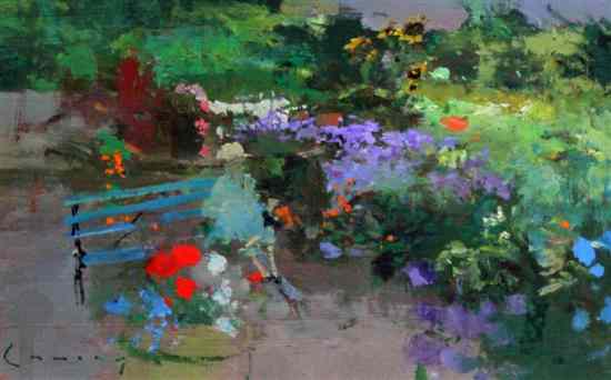 Appraisal: Fred Cuming b oil on board 'Garden and Sunflower' signed