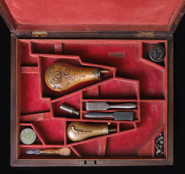 Appraisal: An interesting triple casing for Colt percussion revolvers The case