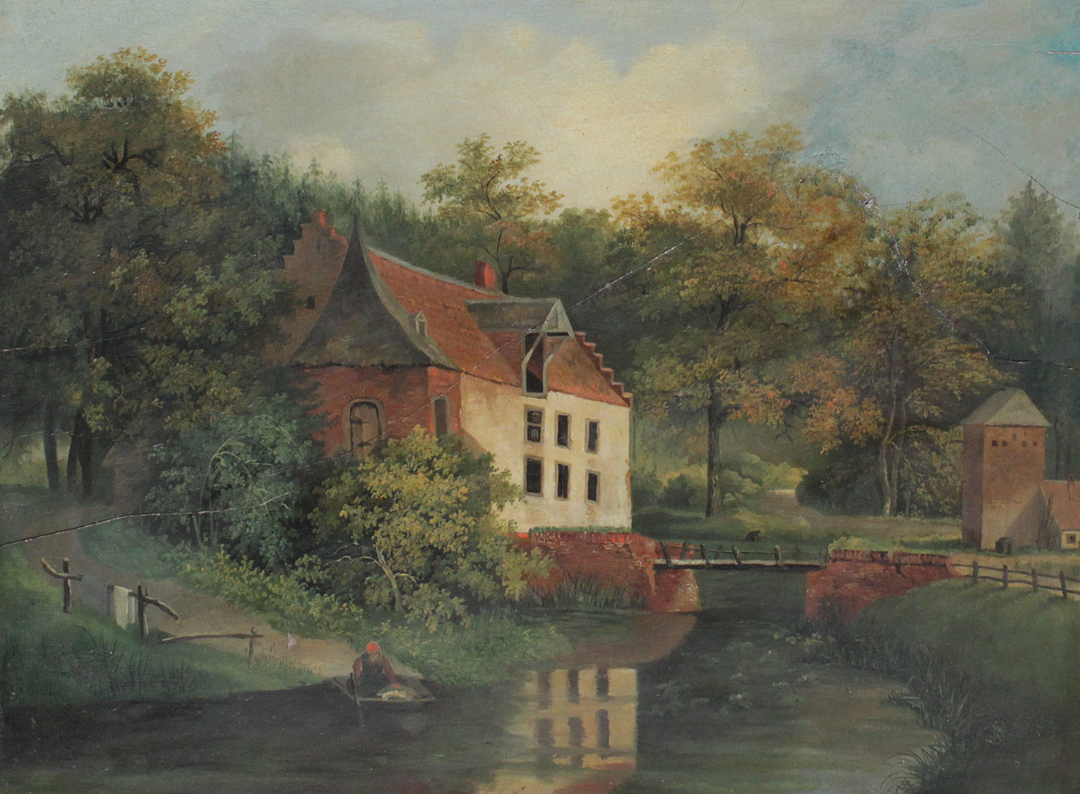 Appraisal: COUNTY LANDSCAPE PAINTING WITH MILL STREAM Turn of the Century