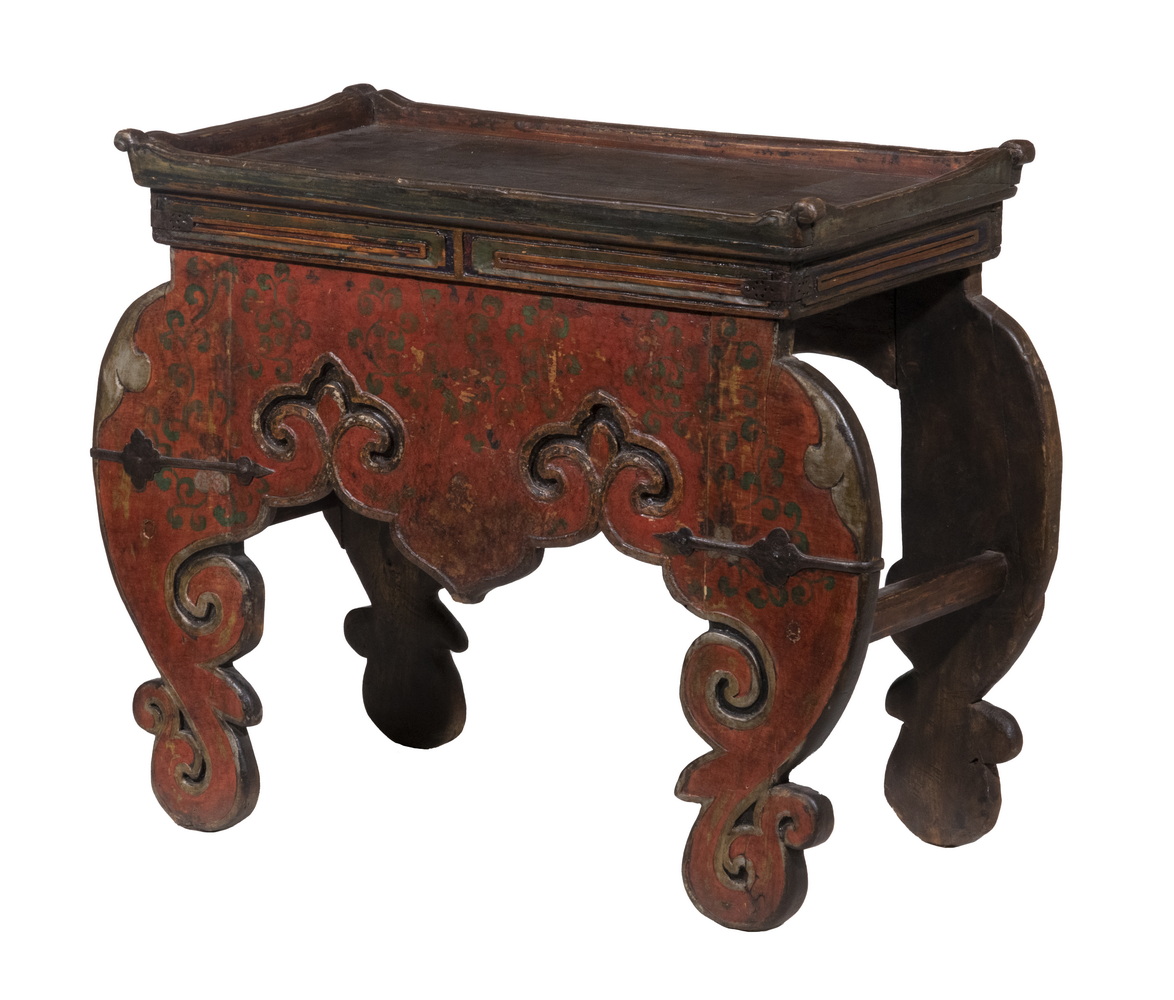 Appraisal: TH C TIBETAN PAINTED ALTAR TABLE Polychrome Hardwood Decorated Table