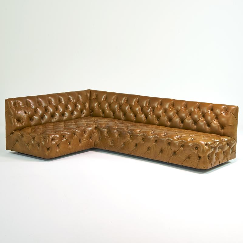 Appraisal: CHESTERFIELD Custom L-shaped sofa New York ca s Leather and