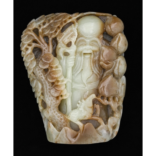 Appraisal: A Chinese jade boulder carving of Shoulao cm h More