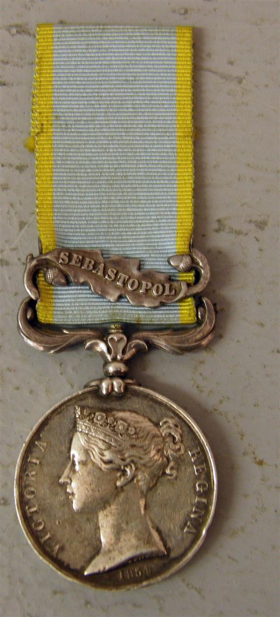 Appraisal: Crimea medal with Sebastopol bar to 'Pte R Lowe th