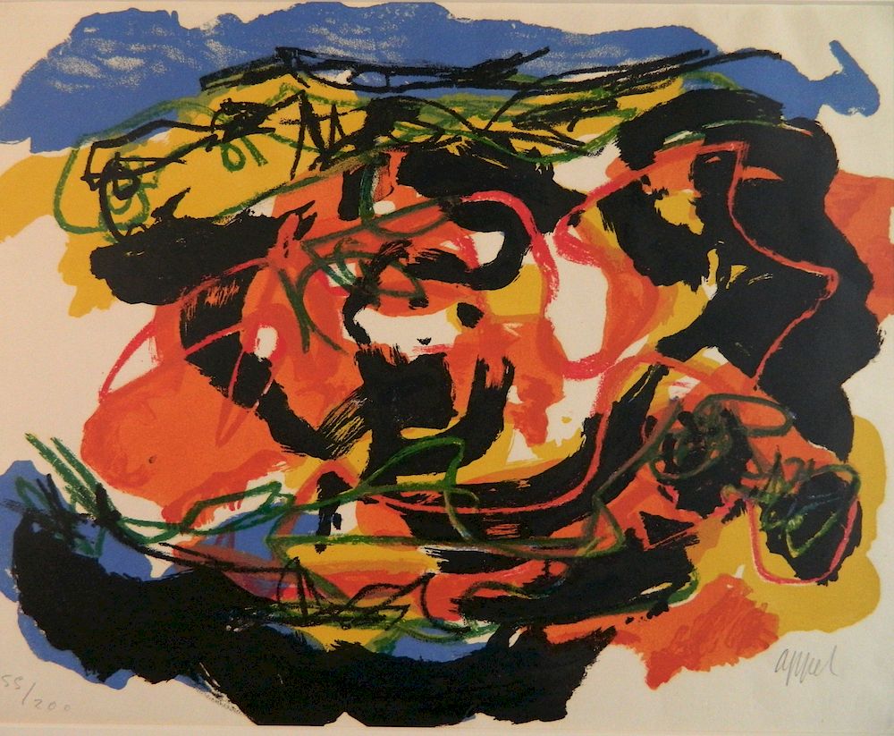 Appraisal: Karl Appel lithograph Karl Appel Dutch - - Abstract- lithograph