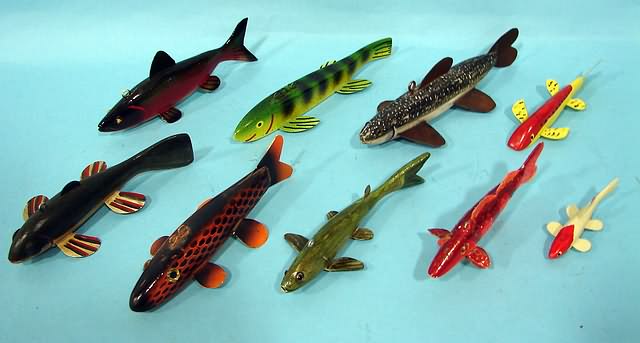 Appraisal: Group of ice fishing decoys - various species some signed