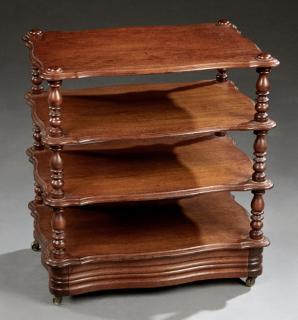 Appraisal: American Victorian Carved Mahogany Four Tier Stand American Victorian Carved