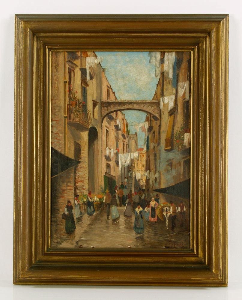 Appraisal: - Italian School Street Scene O C Italian school street