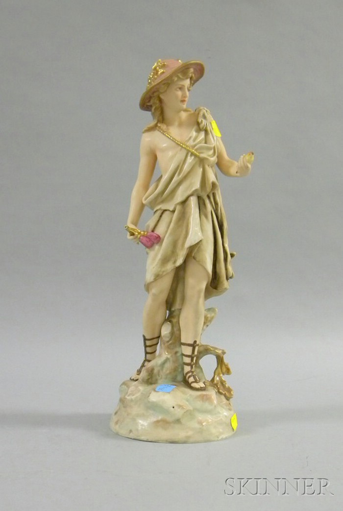 Appraisal: Royal Rudolstadt Porcelain Figure of a Youth holding a bird