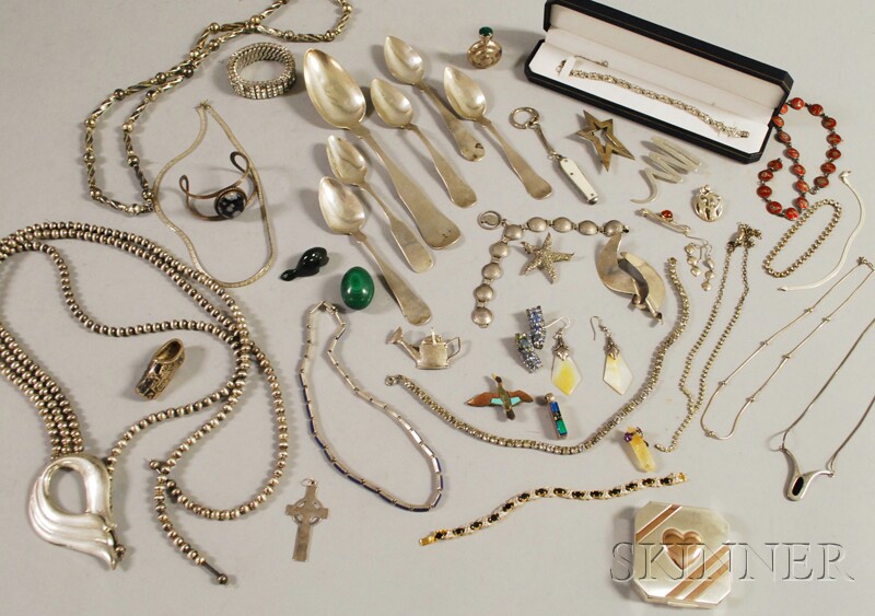 Appraisal: Group of Silver Flatware and Estate Jewelry including a marcasite