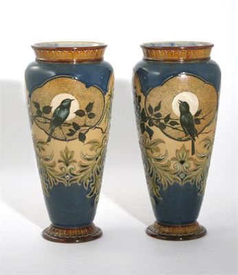 Appraisal: A fine pair of Doulton Lambeth stoneware vases by Florence