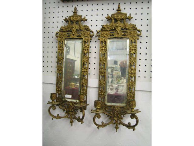 Appraisal: Pair of Victorian Bronzed Wall Sconces double sconce with oblong